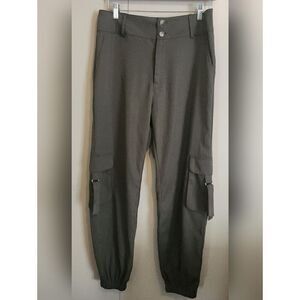 P26 Olive Green Utility Pants w Flap Pockets & Elastic Ankles